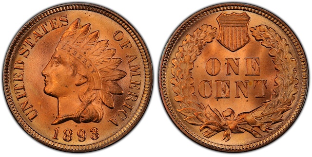Side-by-side comparison of standard 1893 Indian Head Penny headband vs DDO-001 doubled die showing secondary letter impressions on LIBERTY inscription