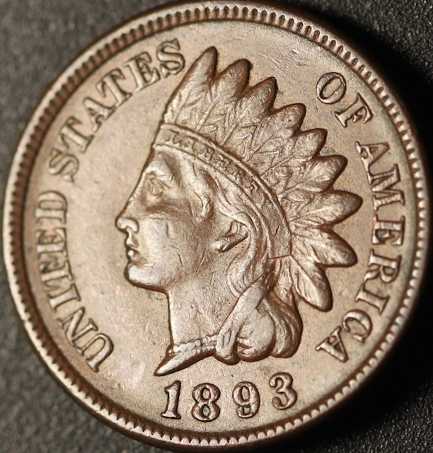 1893 Indian Head Penny DDO-001 doubled die obverse showing secondary impressions on LIBERTY headband inscription and Liberty's ear
